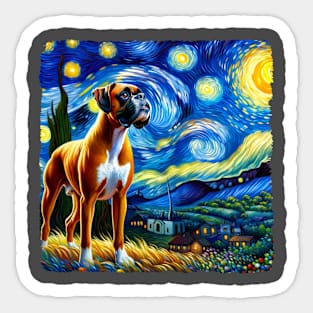 Starry Boxer Dog Portrait - Pet Portrait Sticker